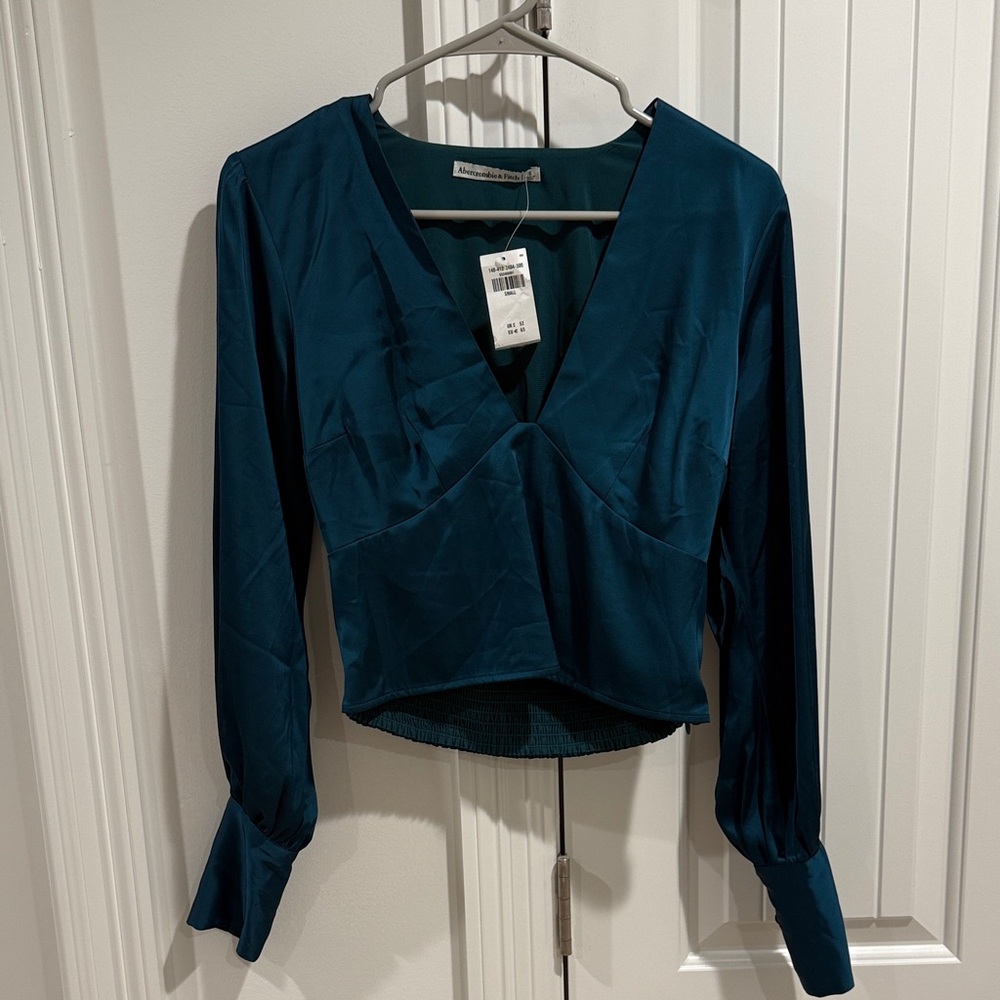 Abercrombie & Fitch Deep Teal V-Neck Blouse